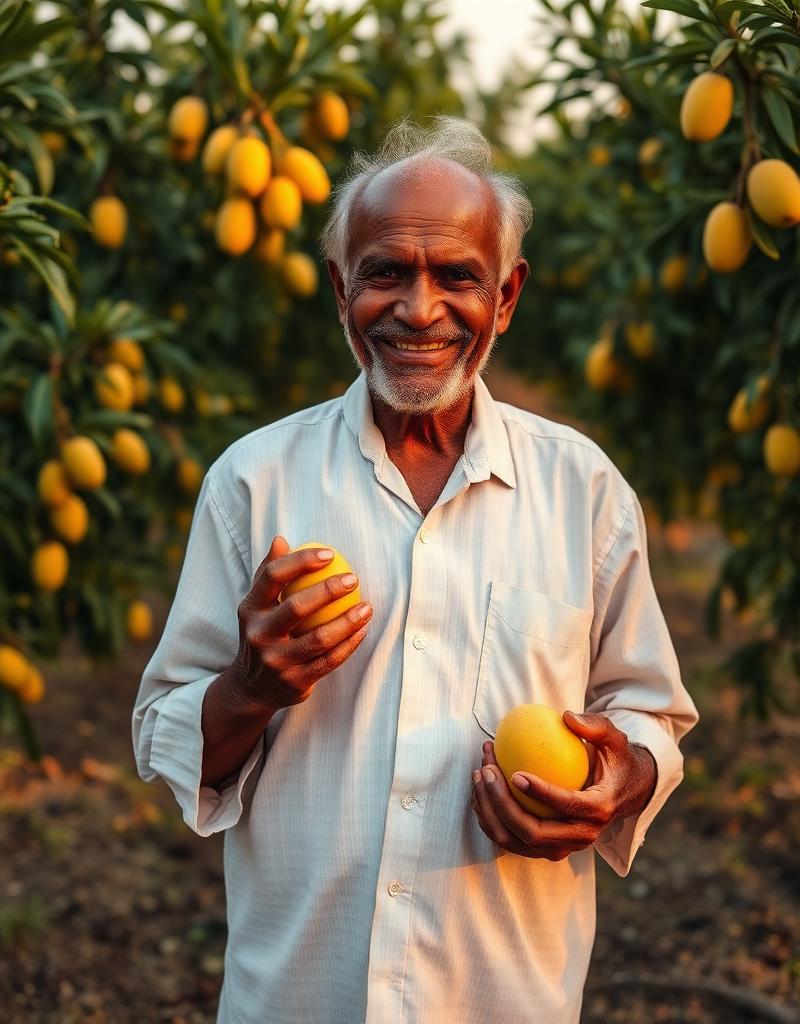 Farmer in mango orchard